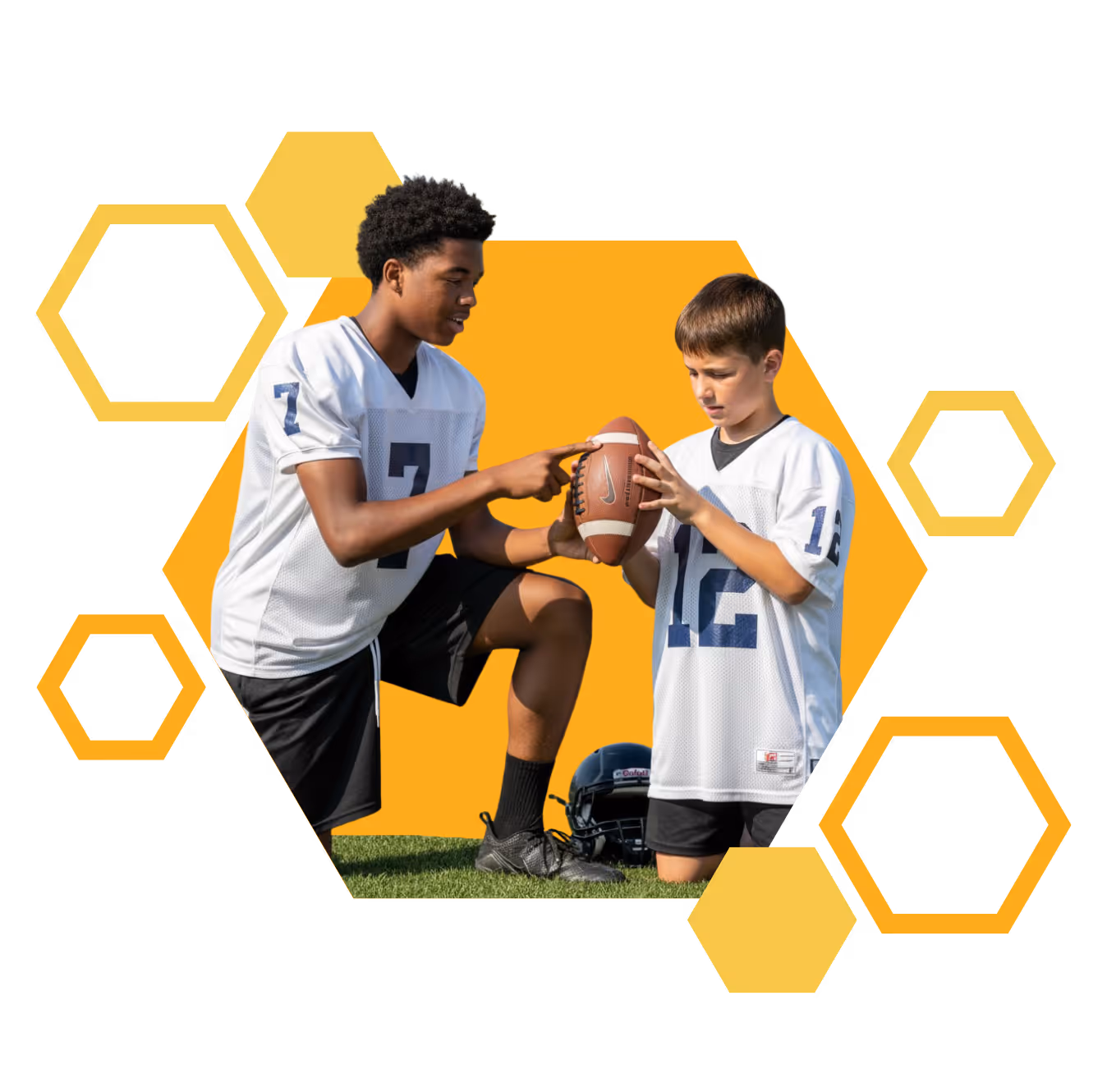 Student athlete coaching a young player